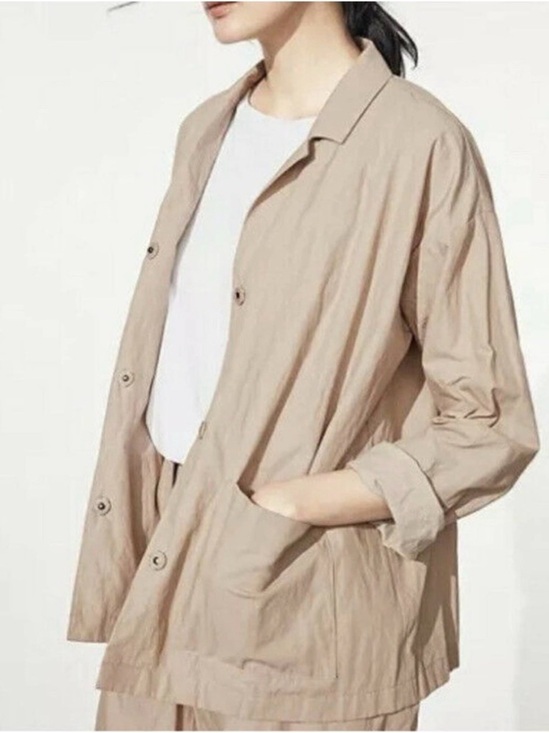 Eileen Fisher Jackets & Blazers - Eileen Fisher Organic Cotton Steel Boxy Jacket Bramble S Snap Blazer
